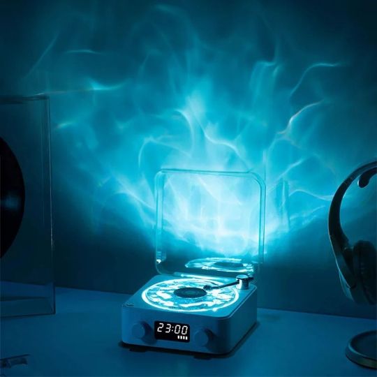 Retro Wave Bluetooth Speaker with Ocean Light & LED Clock
