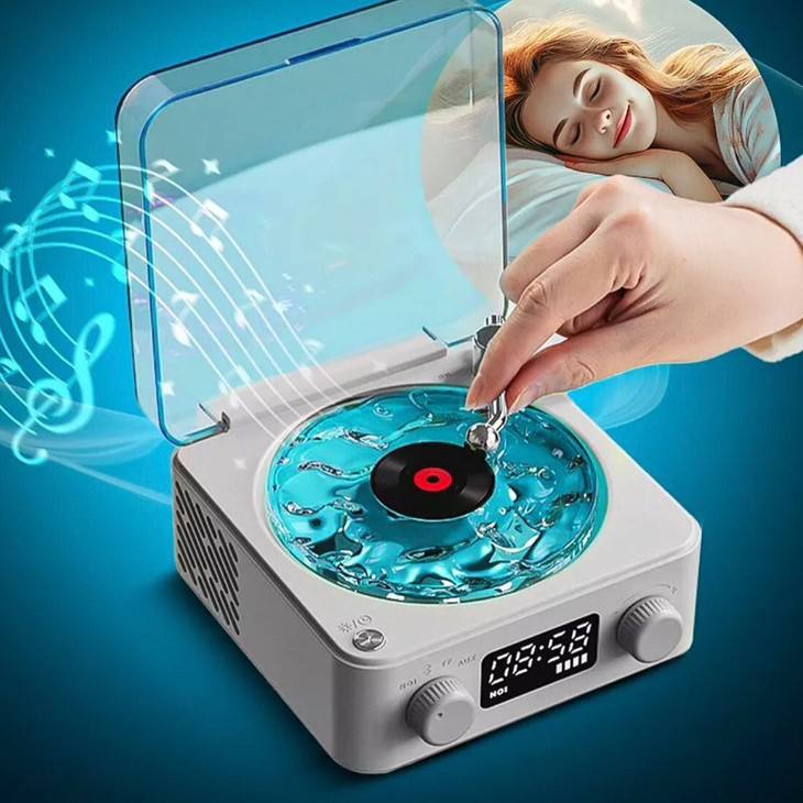 Retro Wave Bluetooth Speaker with Ocean Light & LED Clock